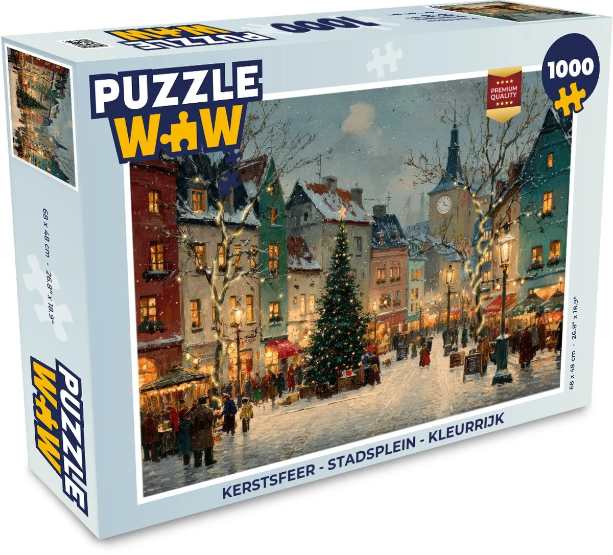 PuzzleWow Kerstsfeer Stadsplein Puzzel 1000 Stuks - Kleurrijk