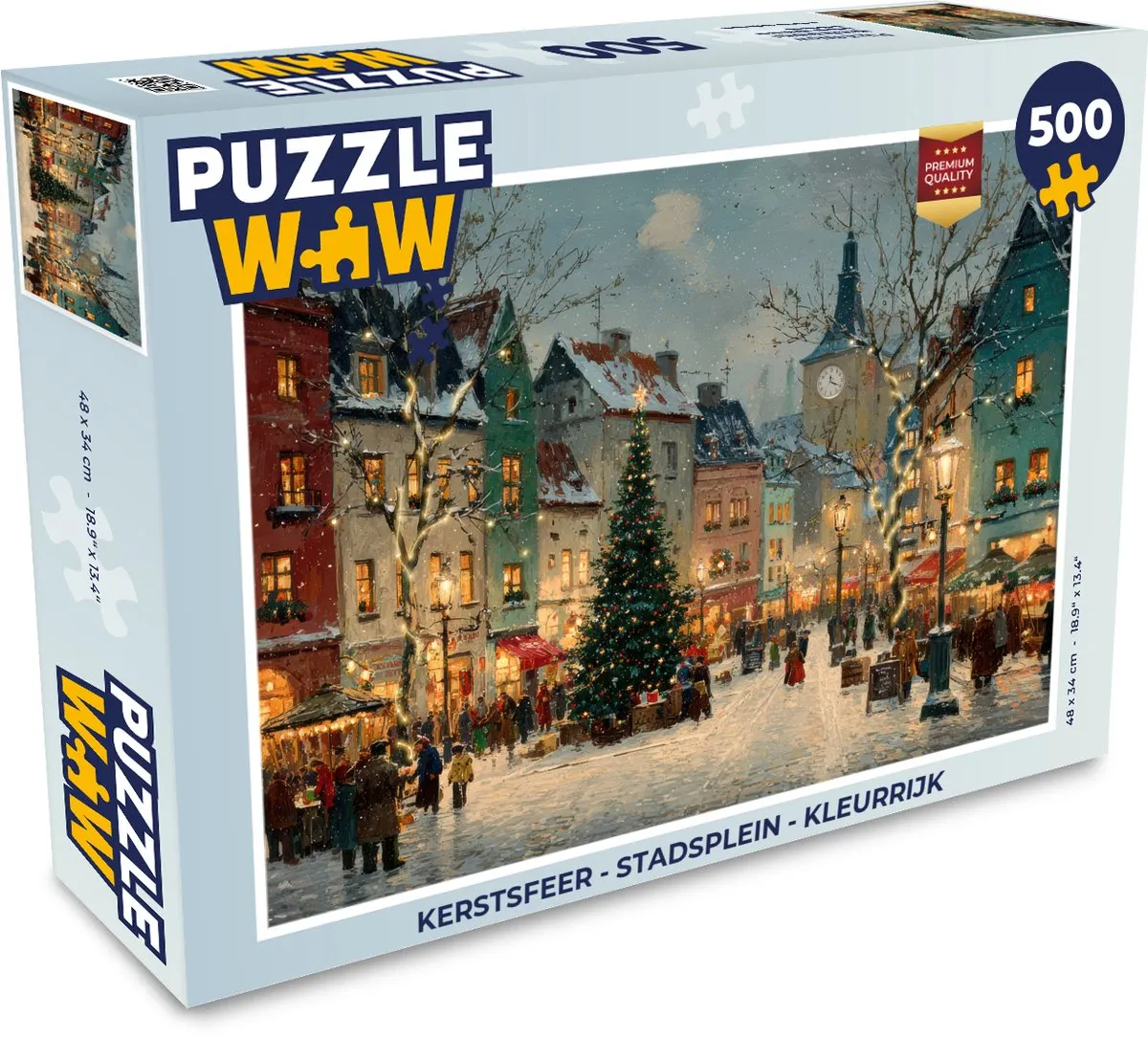 PuzzleWow Kerstsfeer Stadsplein Puzzel 1000 Stuks - Kleurrijk