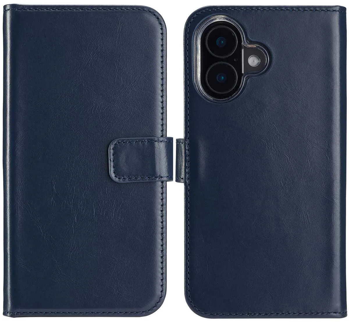 Selencia Hoesje iPhone 16 Bookcase - Echt Leder Blauw - 3 Pasjes