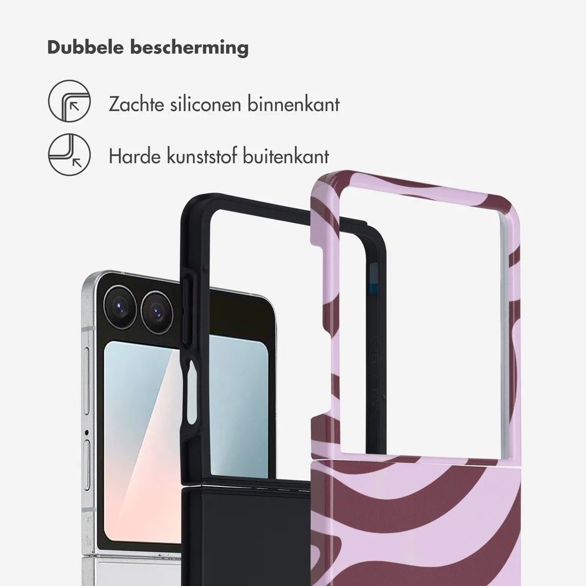 Selencia Hoesje Samsung Galaxy Z Flip 7 - Wavy Swirl Pink Plum