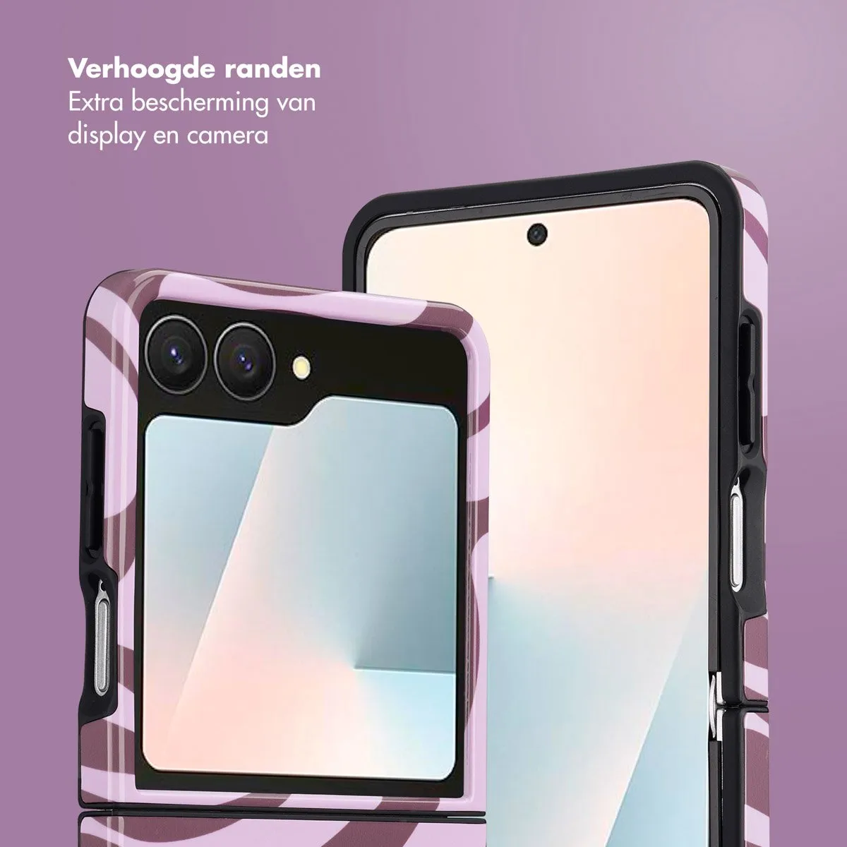 Selencia Hoesje Samsung Galaxy Z Flip 7 - Wavy Swirl Pink Plum