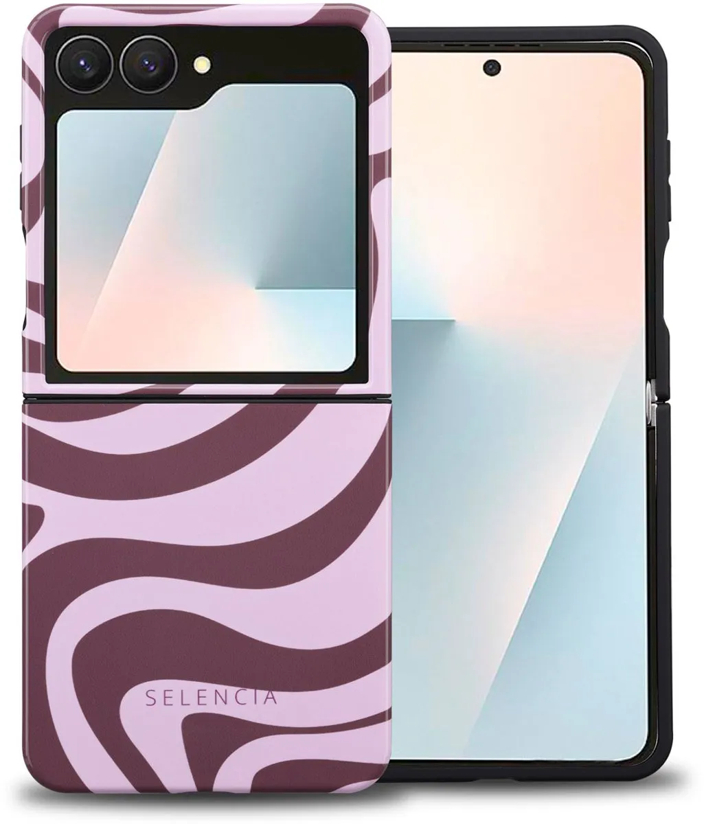 Selencia Hoesje Samsung Galaxy Z Flip 7 - Wavy Swirl Pink Plum