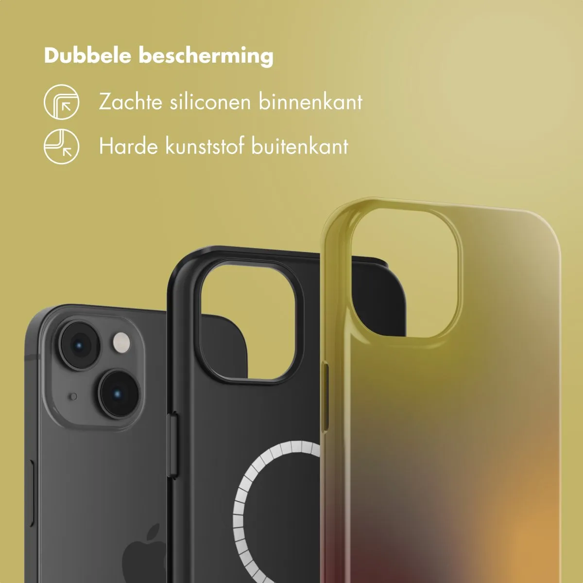 Selencia Hoesje iPhone 14 Gradient Olive Dust - MagSafe