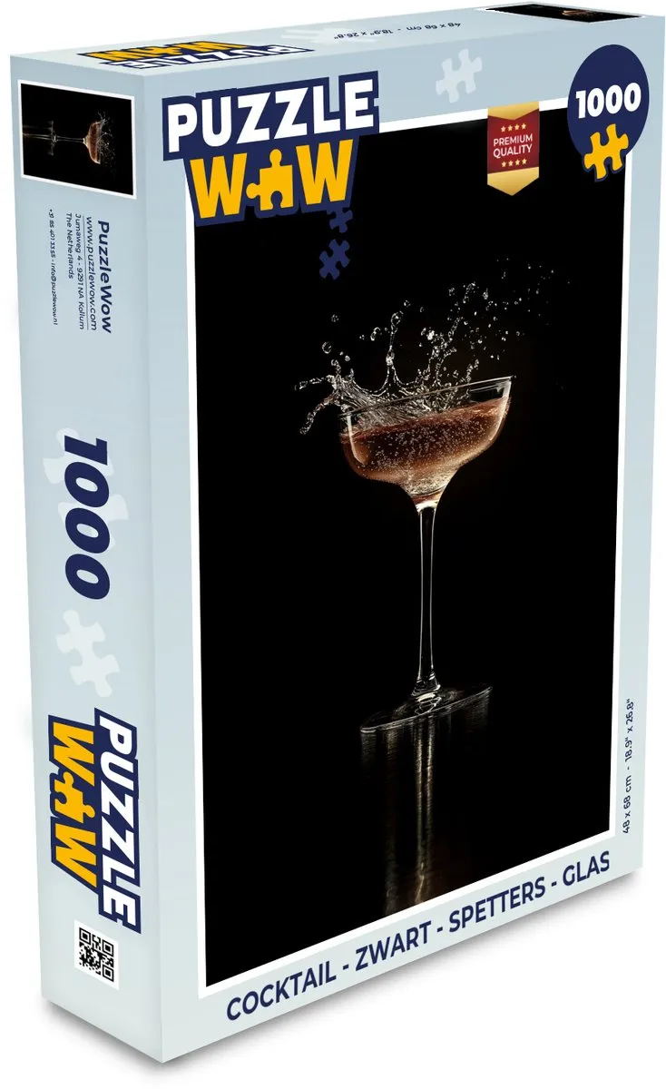 PuzzleWow Cocktail Spetters Legpuzzel 1000 Stuks - Zwart