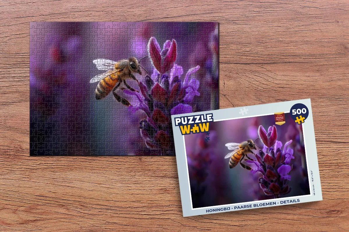 PuzzleWow Honingbij Paarse bloemen Legpuzzel 500 Stuks - MPN 8721414230440