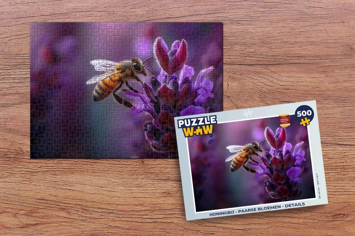 PuzzleWow Honingbij Paarse bloemen Legpuzzel 500 Stuks - MPN 8721414230440