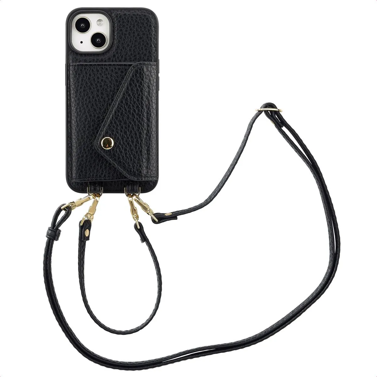 Selencia Koordhoes iPhone 13/14 - 3 Pasjes - Zwart