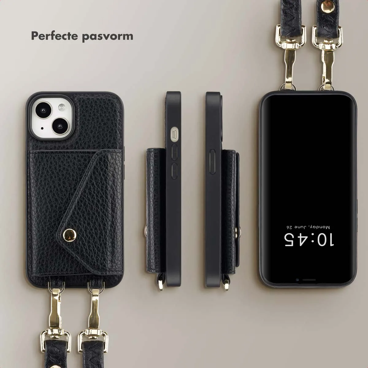 Selencia Koordhoes iPhone 13/14 - 3 Pasjes - Zwart - afbeelding 6 van 6
