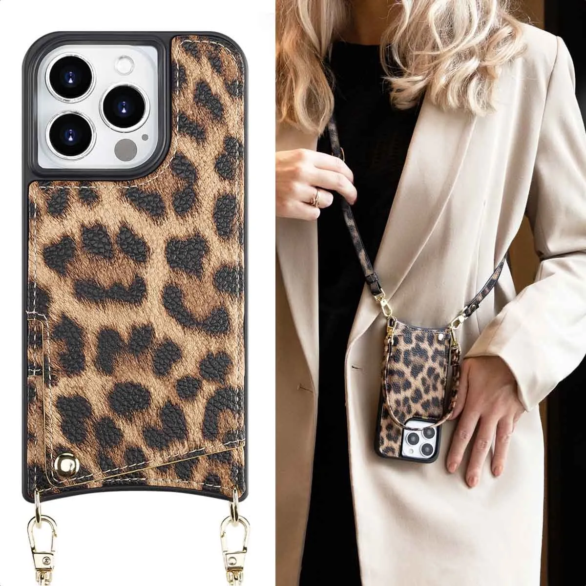 Selencia Hoesje iPhone 15 Pro - Leopard - 2 Pasjes
