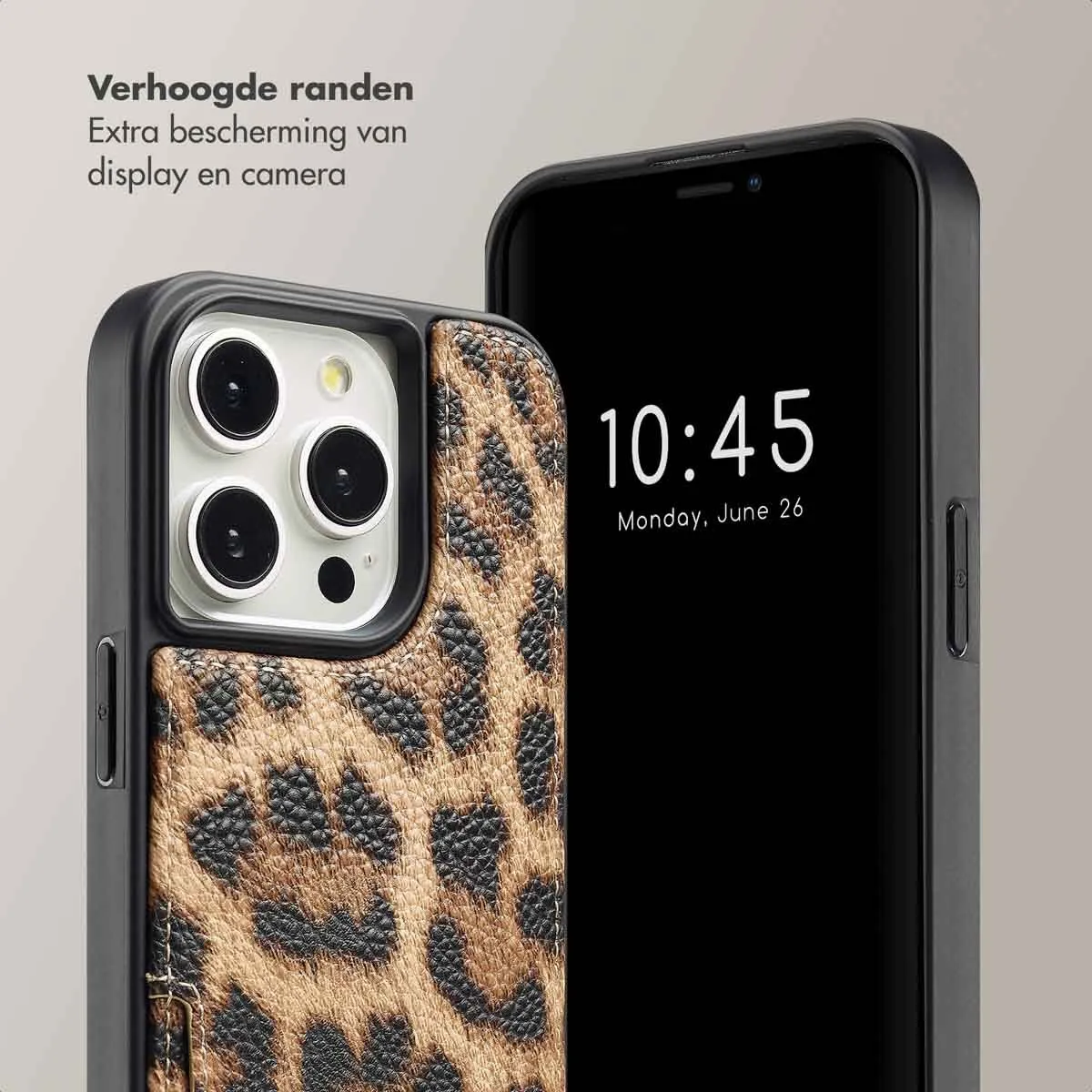 Selencia Hoesje iPhone 15 Pro - Leopard - 2 Pasjes