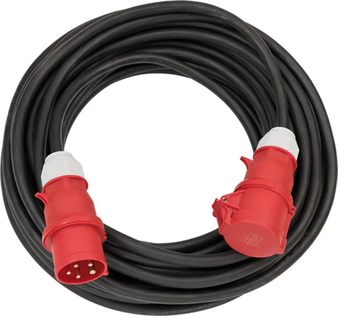 CEE verlengsnoer IP44 25m zwart H07RN-F 5G4,0 5-polig