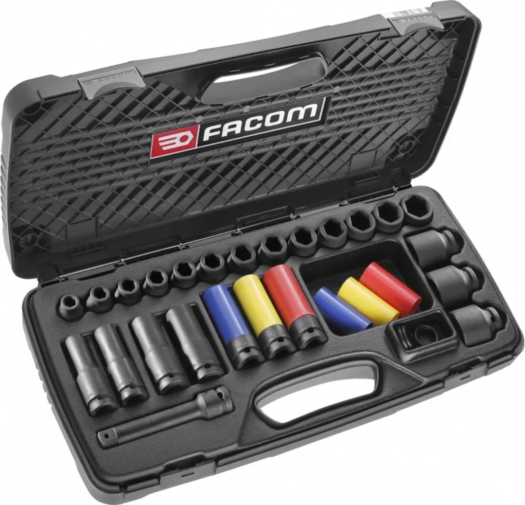 FACOM NS.550BPB SET VAN 23 KORTE EN LANGE IMPACTDOPPEN 1/2" 10-32 MM
