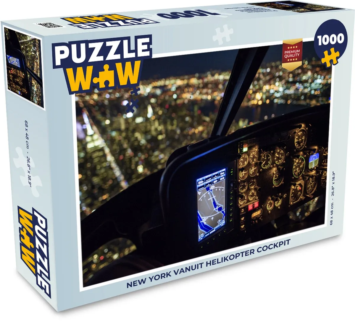 PuzzleWow New York Helikoptercockpit Legpuzzel 1000 Stuks - Multicolor