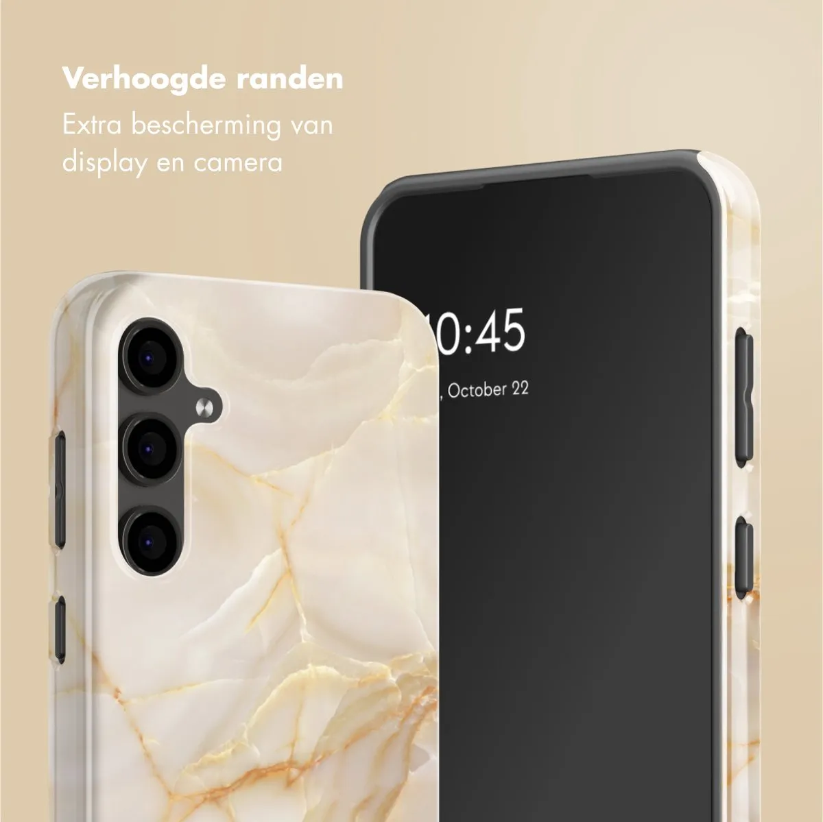 Selencia Hoesje Samsung Galaxy S24 FE Golden Beige Marble