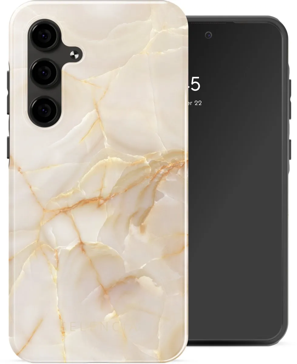 Selencia Hoesje Samsung Galaxy S24 FE Golden Beige Marble