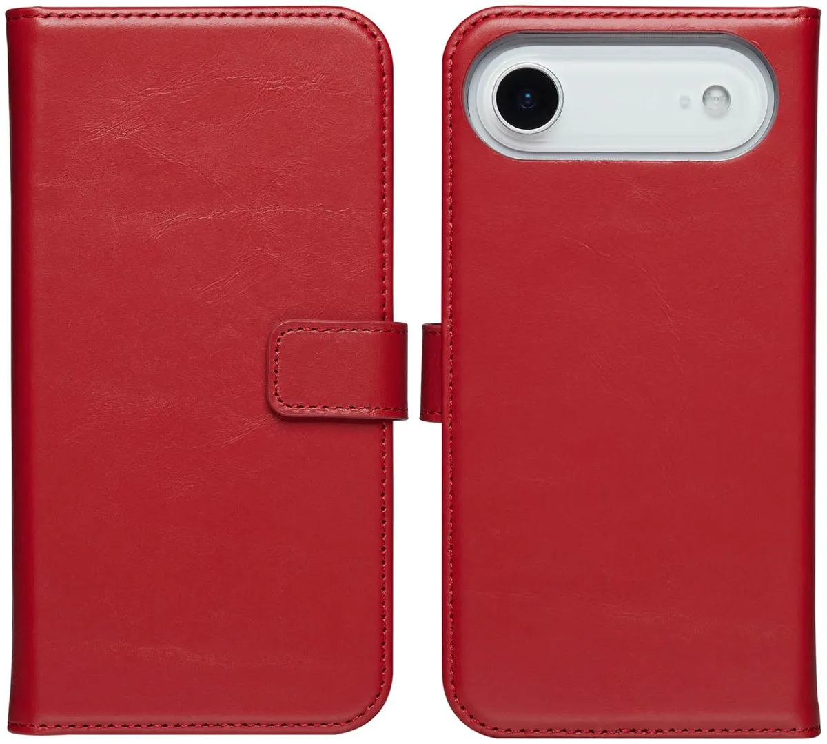Selencia Hoesje iPhone 17 Air Echt Lederen Bookcase Rood