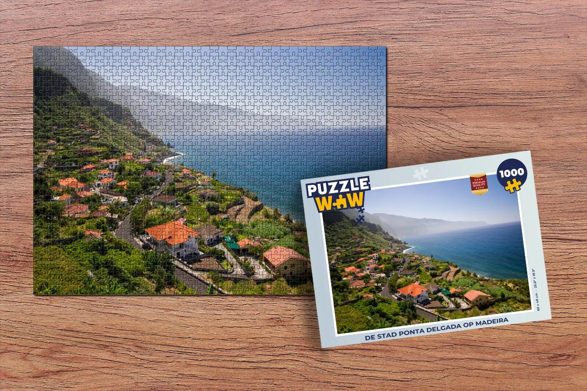 PuzzleWow De stad Ponta Delgada Madeira Legpuzzel 1000 Stuks - Multicolor