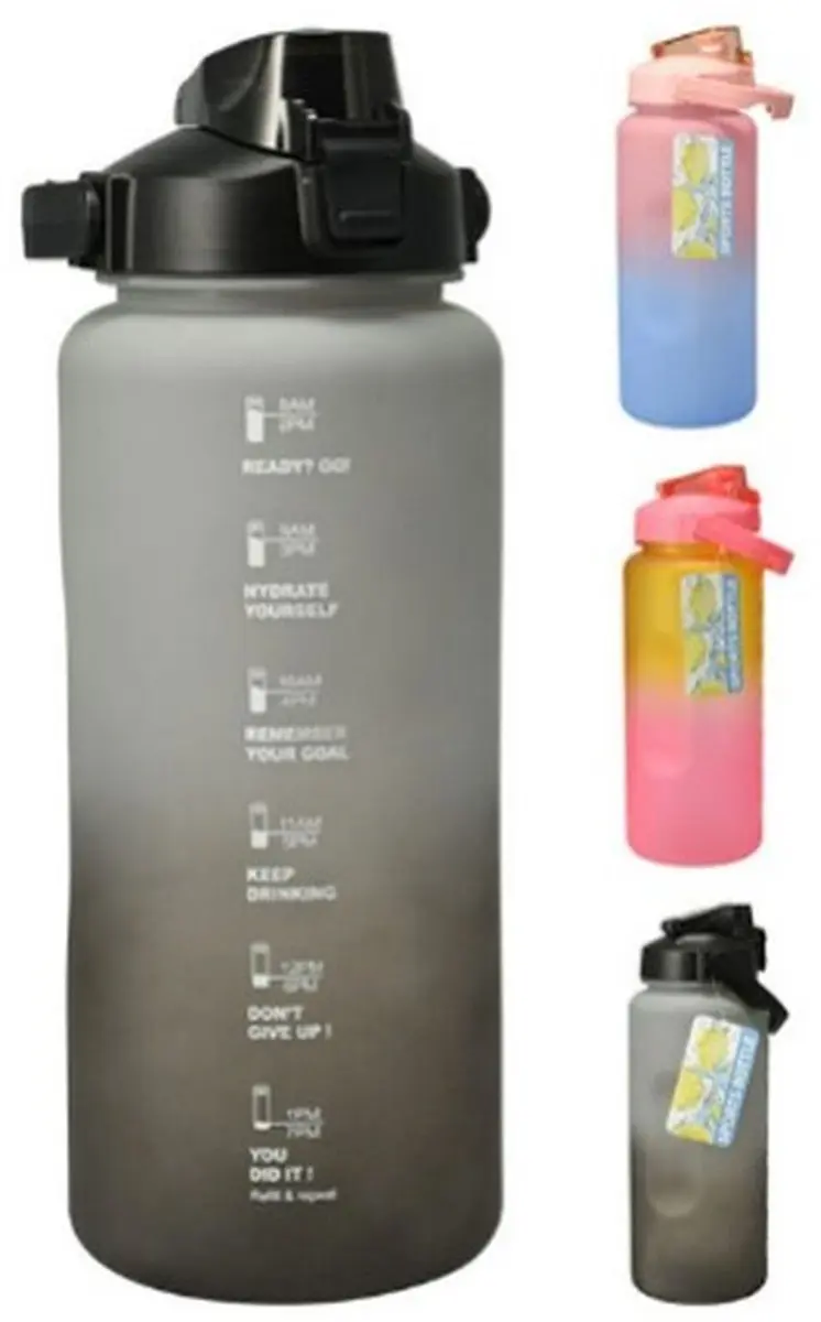 Koopman 997100490 Drinkfles 2L - Czarno-grijs/Rozeblauw/Rozoranje