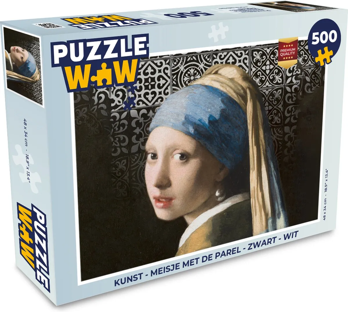 PuzzleWow Meisje met de Parel Legpuzzel 500 Stuks