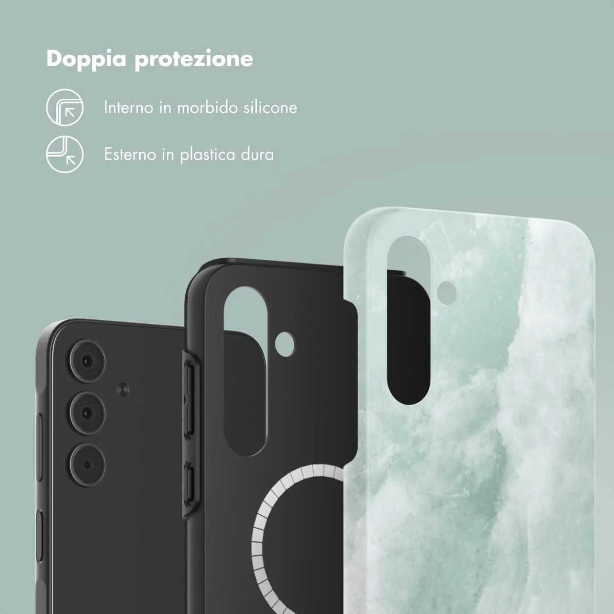 Selencia Hoesje Samsung Galaxy A55 - Marble Grayed Jade