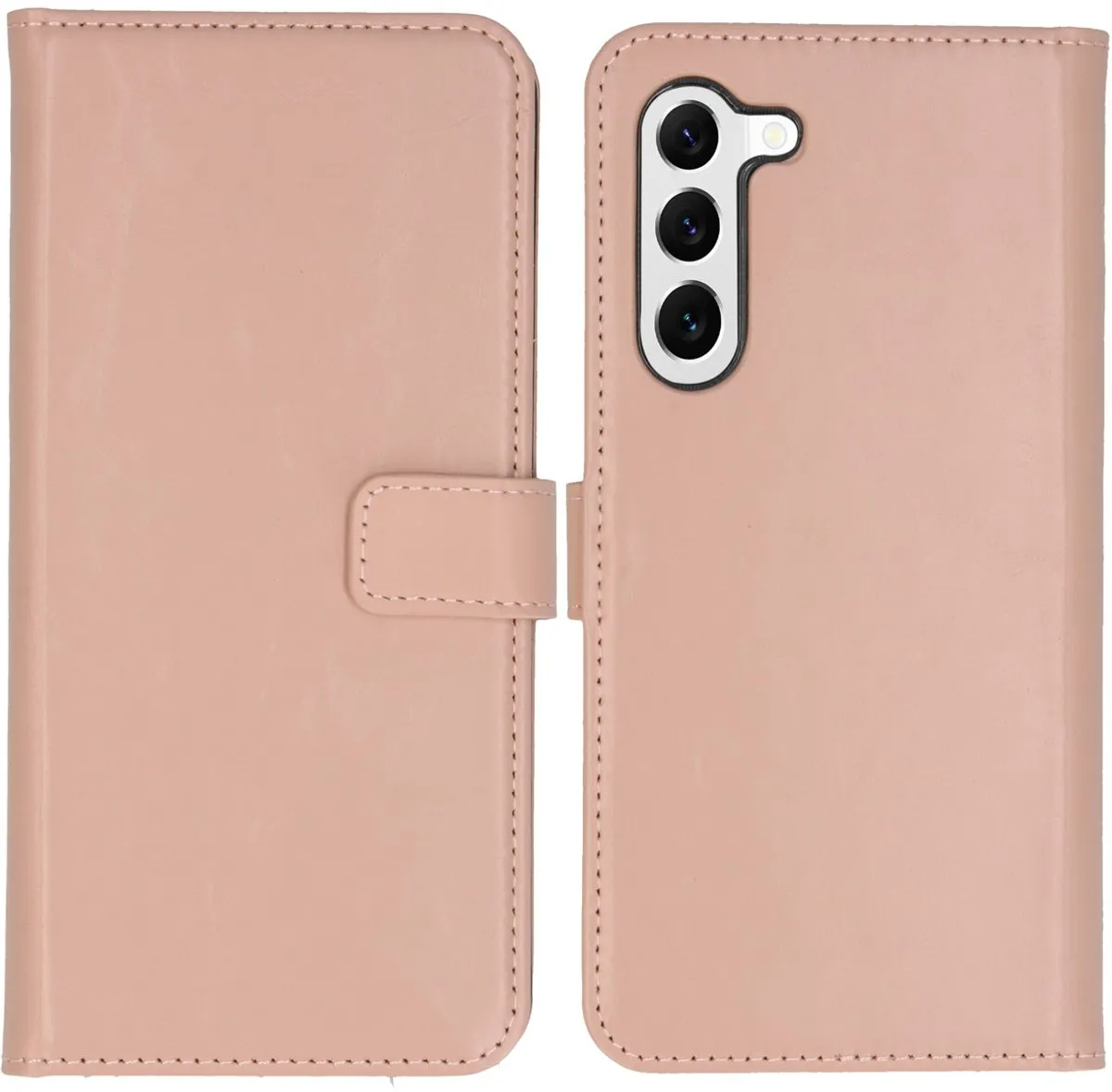 Selencia Hoesje Samsung Galaxy S23 Roze - Lederen Bookcase 3 Pasjes