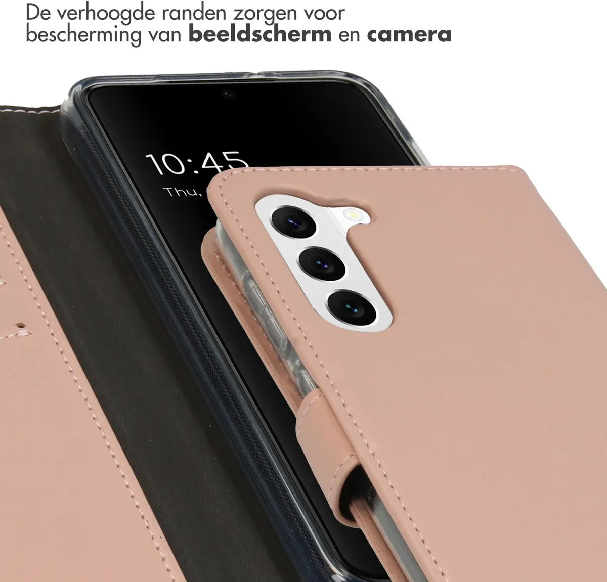 Selencia Hoesje Samsung Galaxy S23 Roze - Lederen Bookcase 3 Pasjes