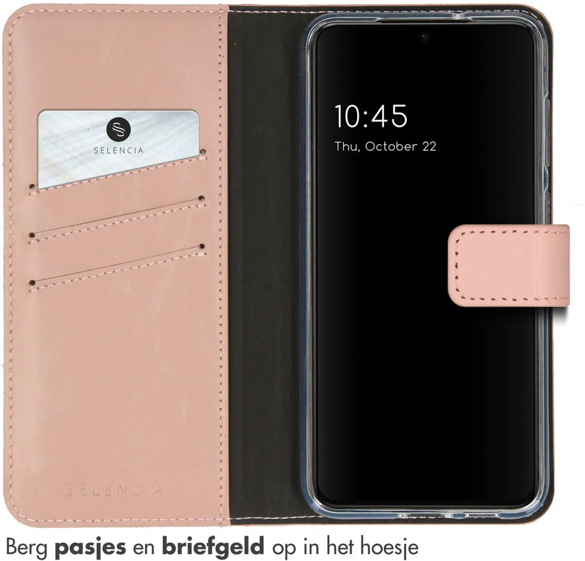 Selencia Hoesje Samsung Galaxy S23 Roze - Lederen Bookcase 3 Pasjes