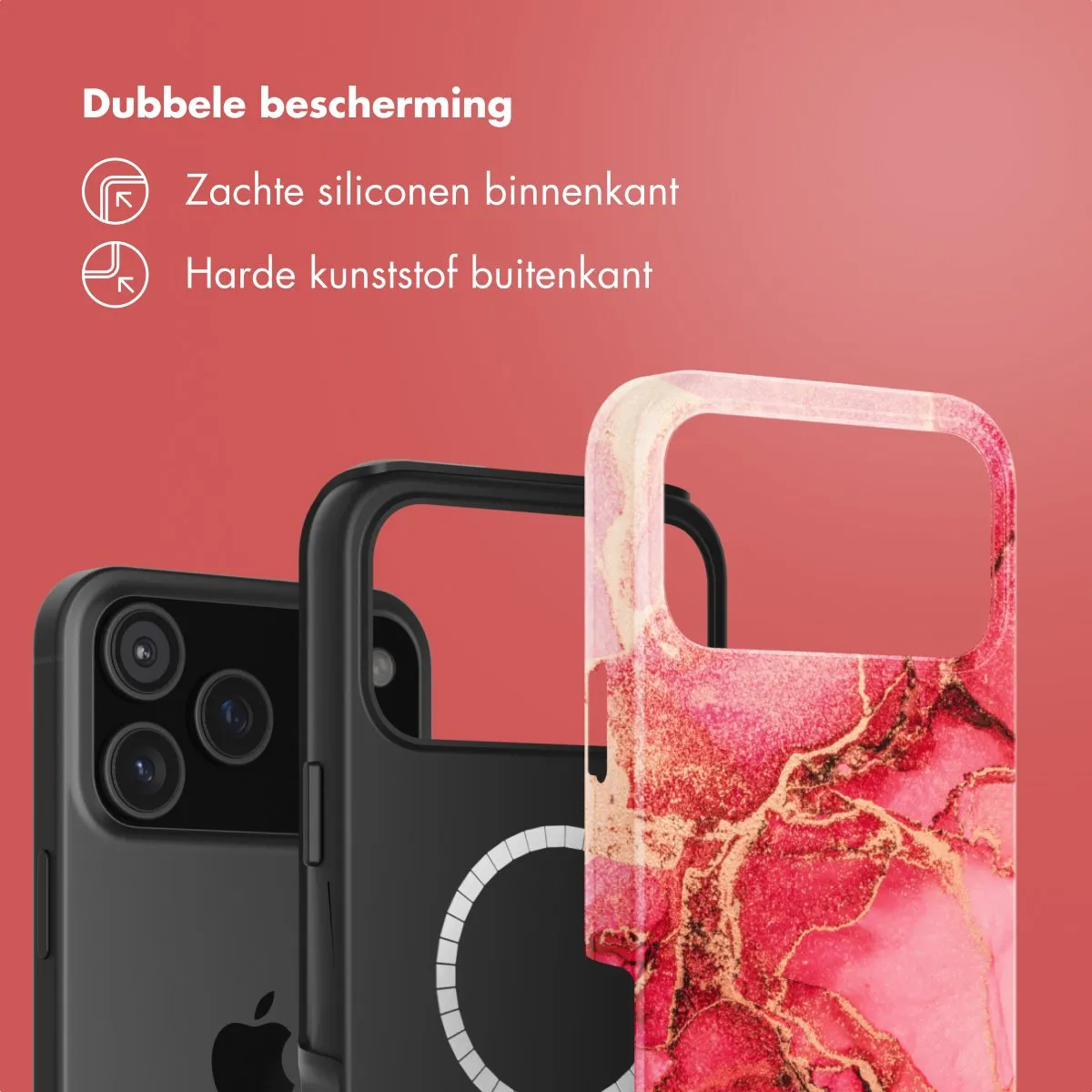 Selencia Hoesje iPhone 17 Pro Rosy Marble - MagSafe