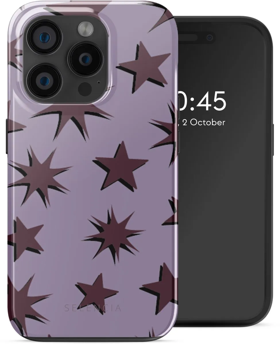 Selencia Hoesje iPhone 15 Pro Stars Plum Lilac - MagSafe