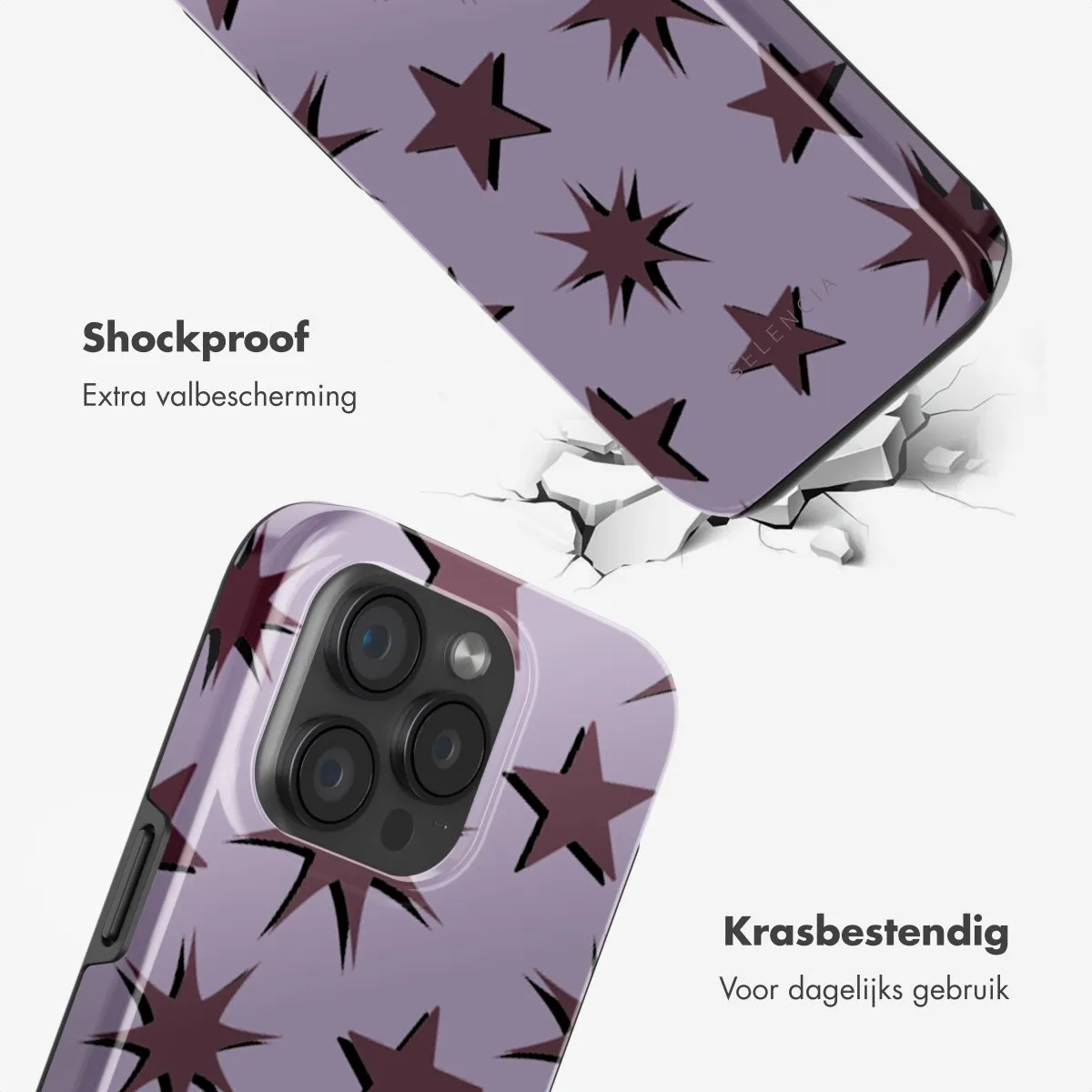 Selencia Hoesje iPhone 15 Pro Stars Plum Lilac - MagSafe