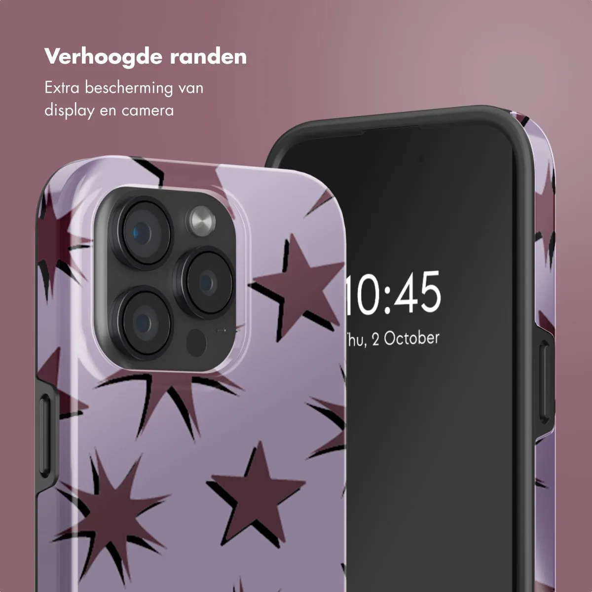 Selencia Hoesje iPhone 15 Pro Stars Plum Lilac - MagSafe