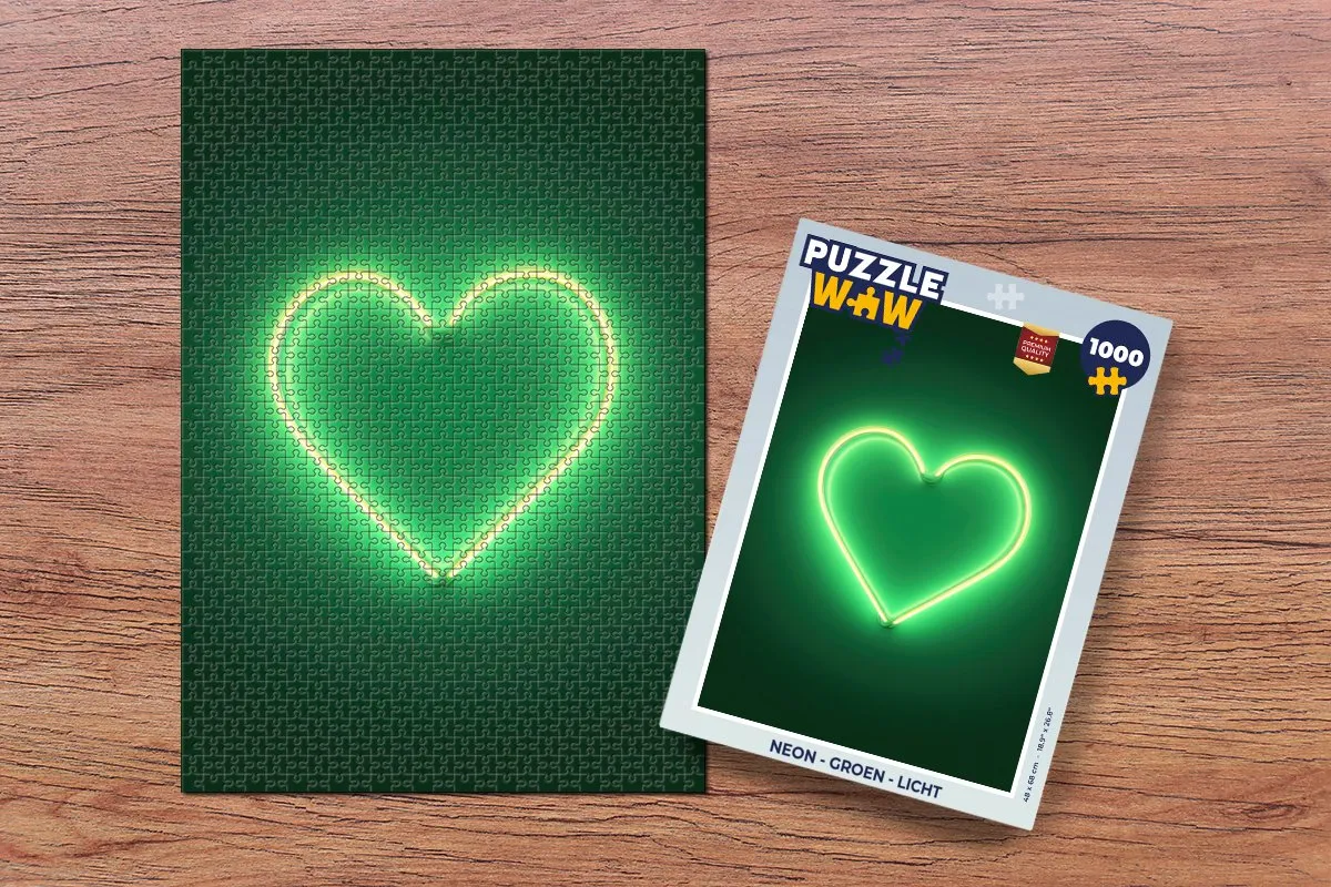 PuzzleWow Neon Hartje Puzzel 1000 Stuks - Groen