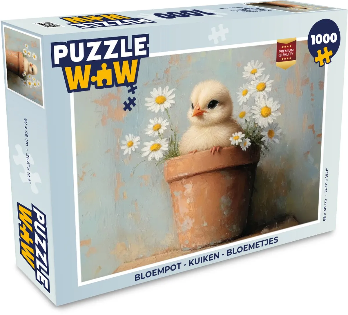 PuzzleWow Kuiken Bloempot Legpuzzel 1000 Stuks - Blauw