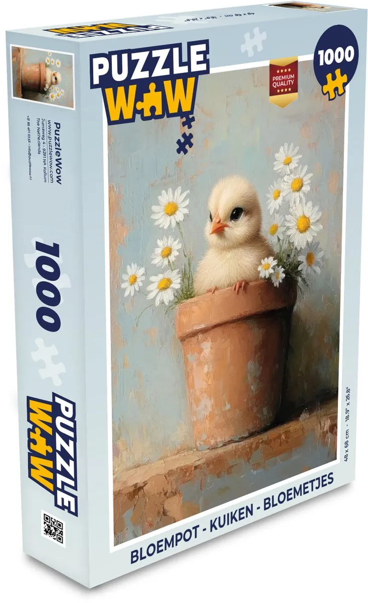 PuzzleWow Kuiken Bloempot Legpuzzel 1000 Stuks