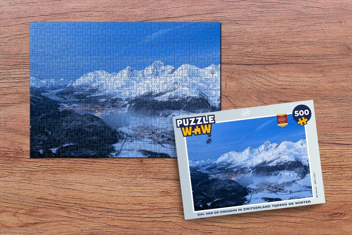 PuzzleWow Dal van de Engadin Winter Legpuzzel 500 Stuks - Multicolor