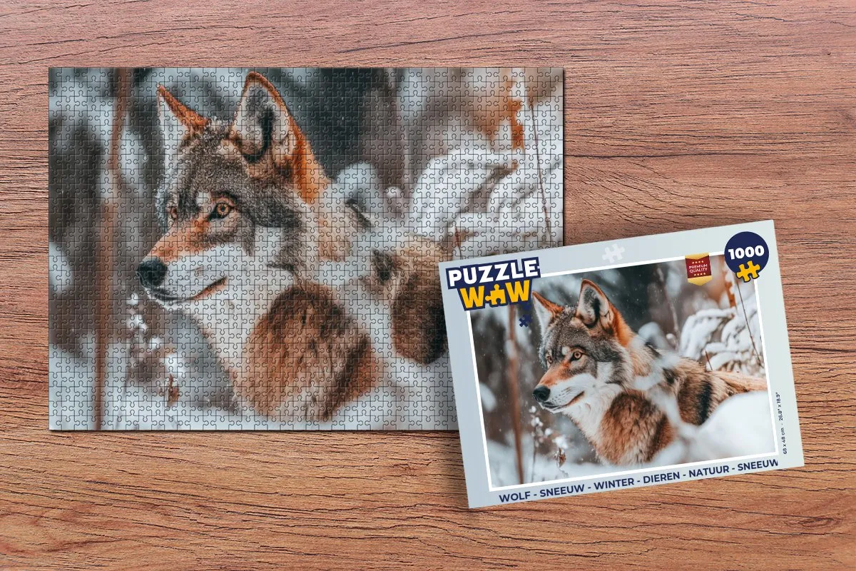 PuzzleWow Sneeuw Legpuzzel 1000 Stuks - Wolf/Winter