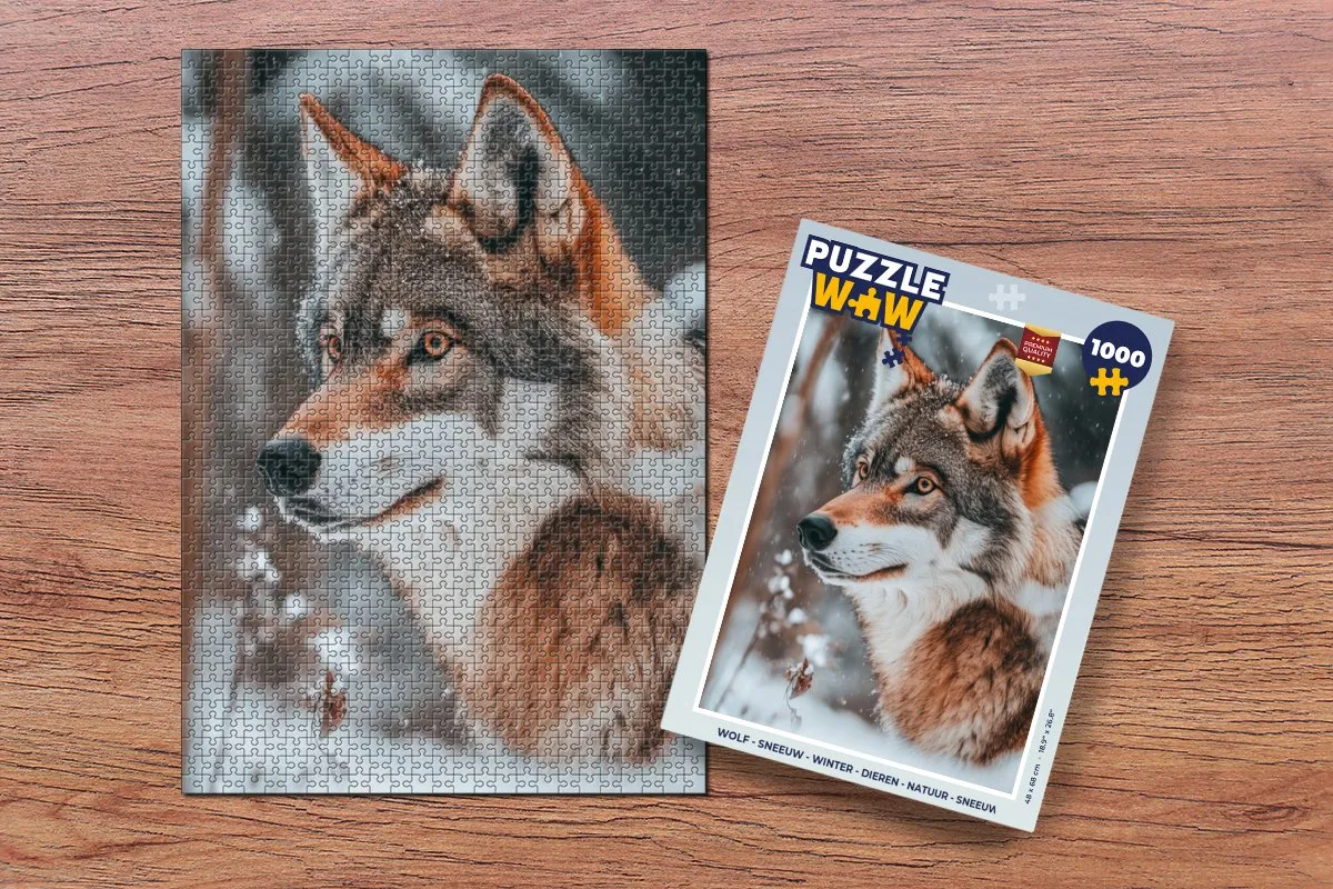 PuzzleWow Sneeuw Legpuzzel 1000 Stuks - Wolf/Winter