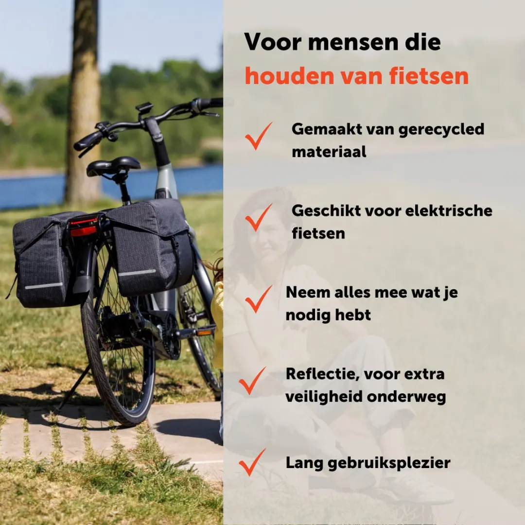 New Looxs Nima Mondi Joy Double Fietstas 38L - Grijs - afbeelding 4 van 6