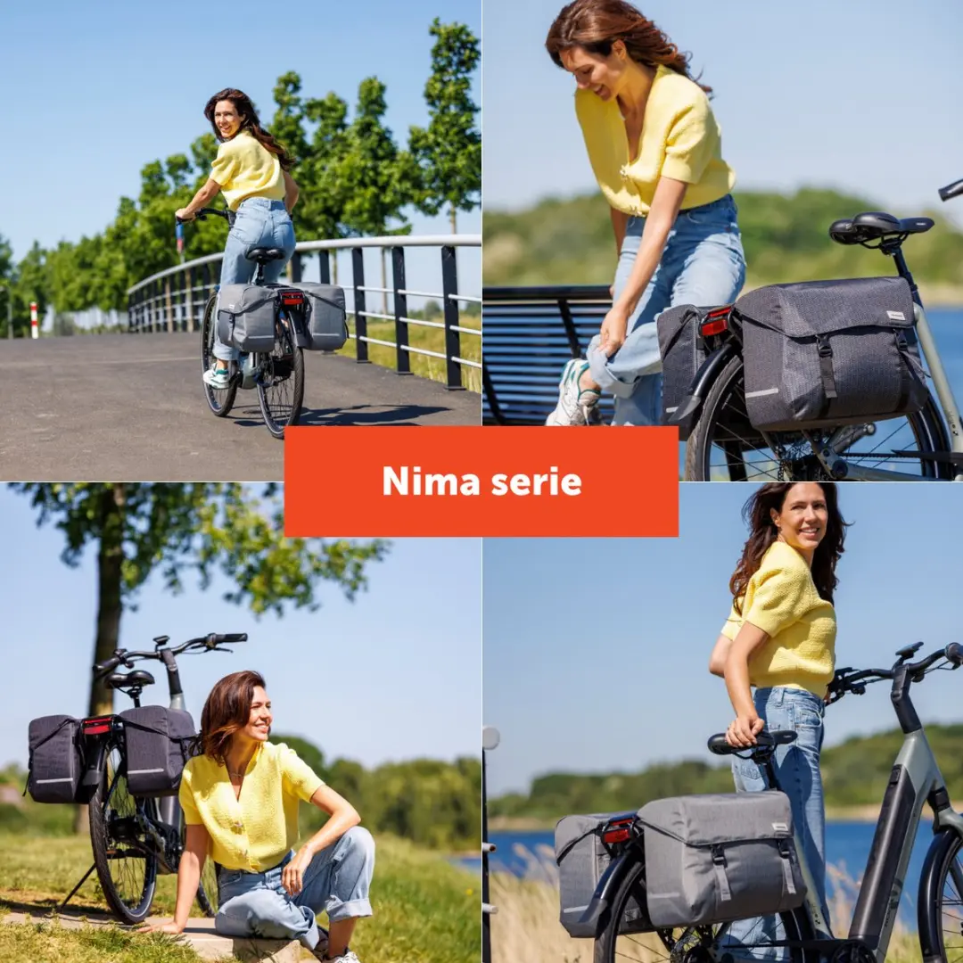 New Looxs Nima Mondi Joy Double Fietstas 38L - Grijs - afbeelding 6 van 6