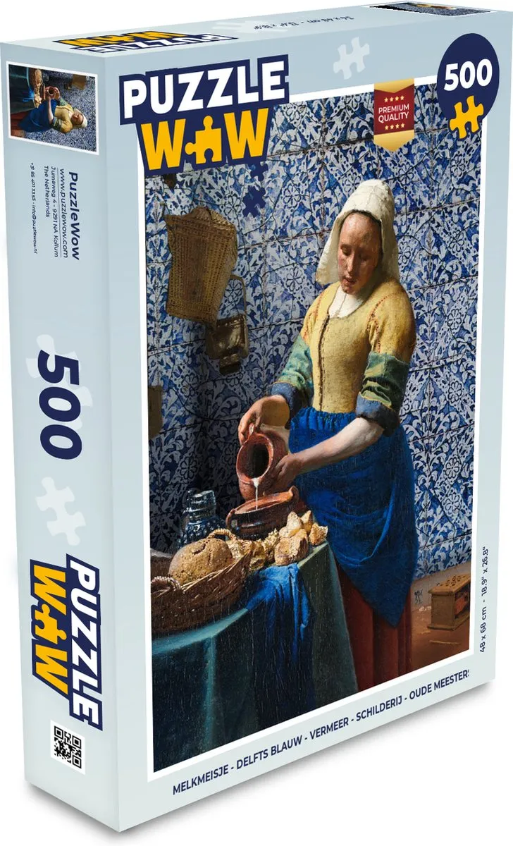 PuzzleWow Melkmeisje Legpuzzel 500 Stuks - Delfts Blauw