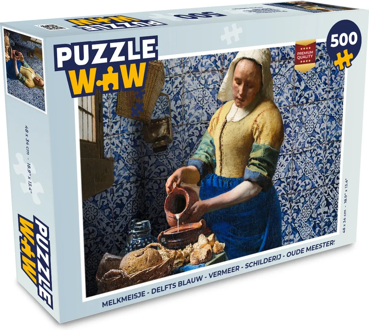 PuzzleWow Melkmeisje Legpuzzel 500 Stuks - Delfts Blauw