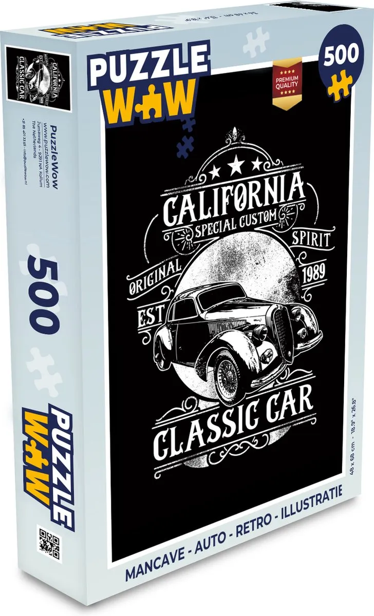 PuzzleWow Mancave Auto Retro Legpuzzel 500 Stuks