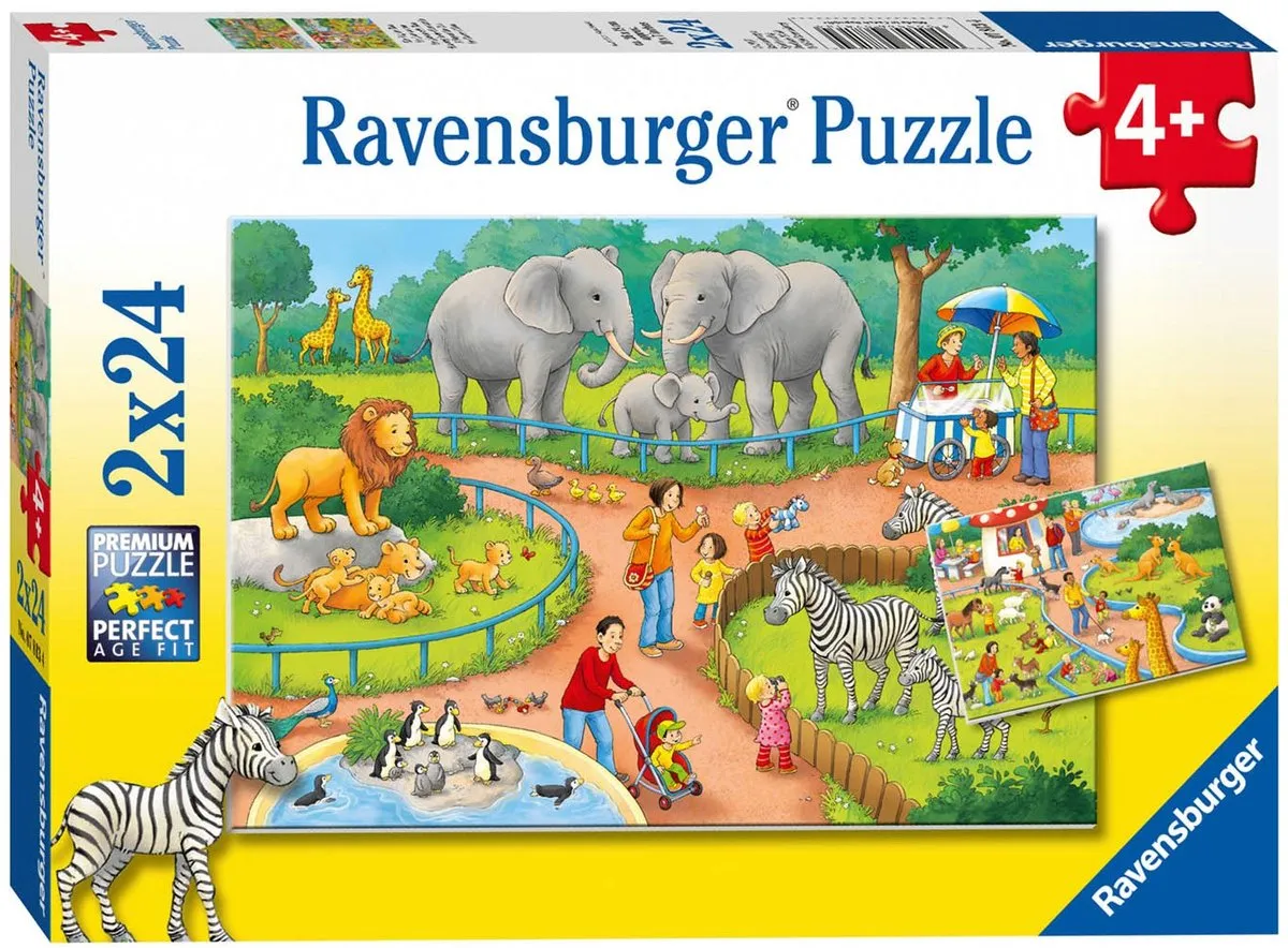 Ravensburger Een dag in de dierentuin Puzzel - 2x24 Stuks Multicolor