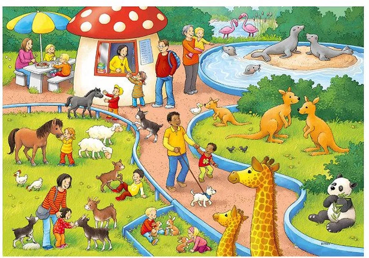 Ravensburger Een dag in de dierentuin Puzzel - 2x24 Stuks Multicolor