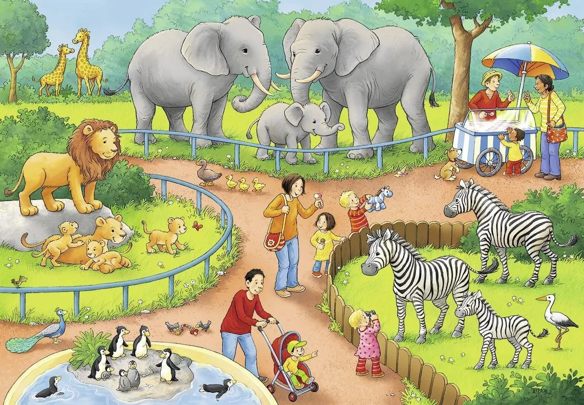 Ravensburger Een dag in de dierentuin Puzzel - 2x24 Stuks Multicolor