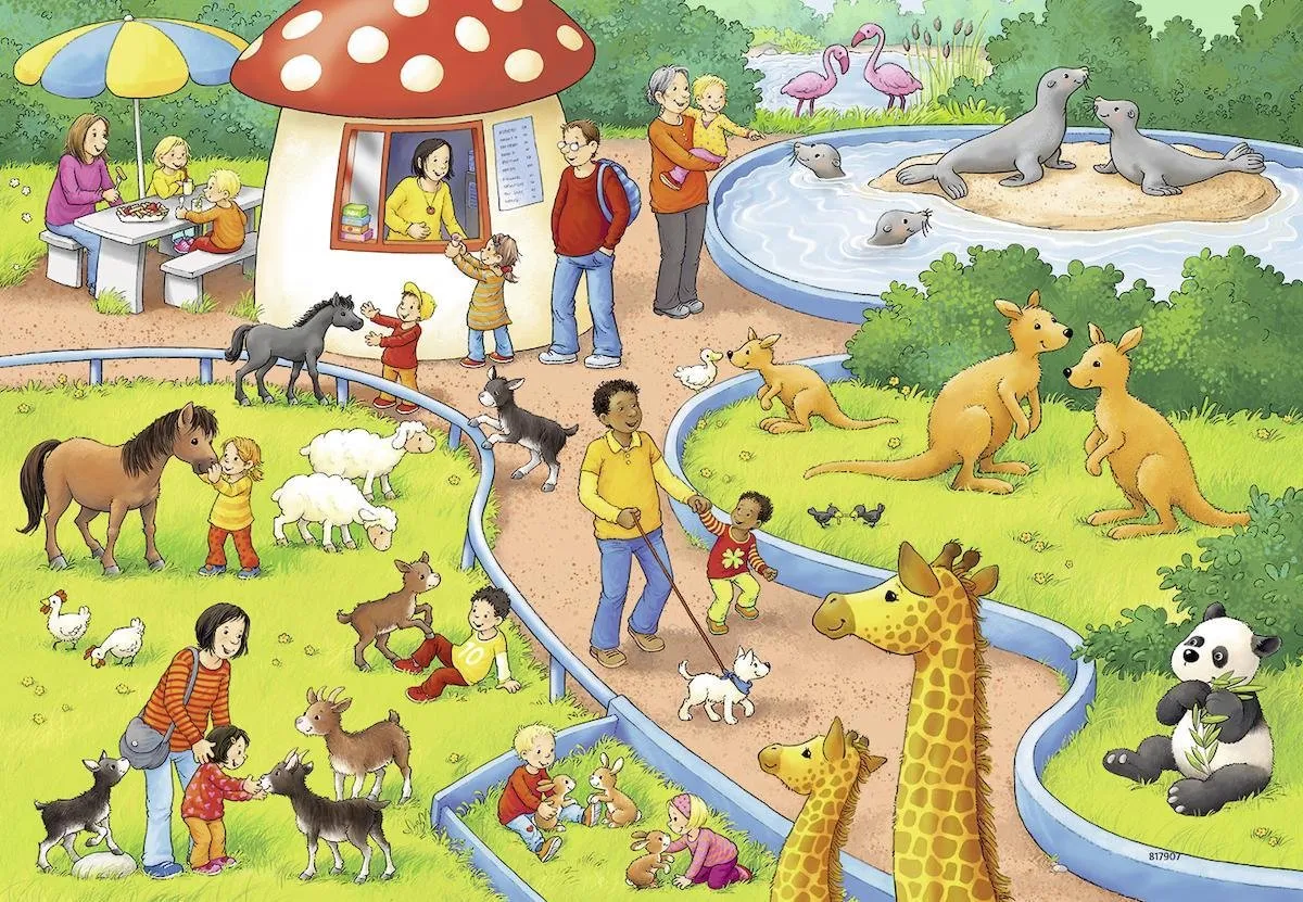Ravensburger Een dag in de dierentuin Puzzel - 2x24 Stuks Multicolor