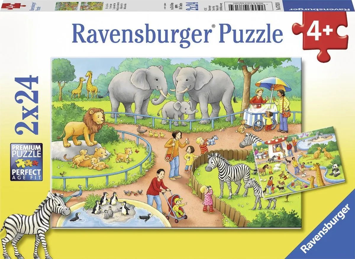 Ravensburger Een dag in de dierentuin Puzzel - 2x24 Stuks Multicolor
