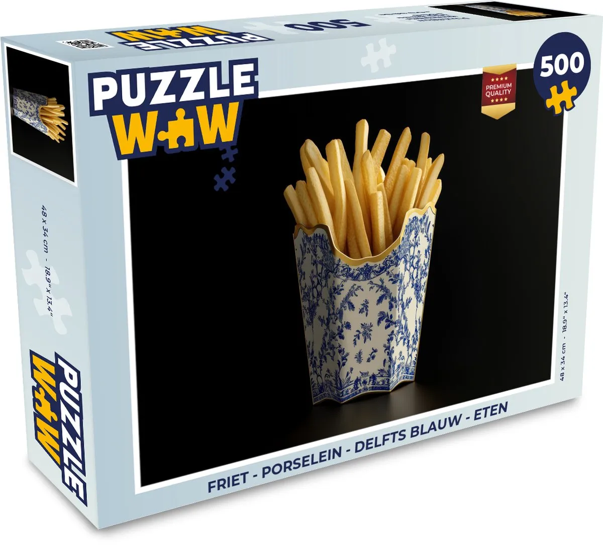 PuzzleWow Friet Puzzel 500 Stuks - Delfts Blauw
