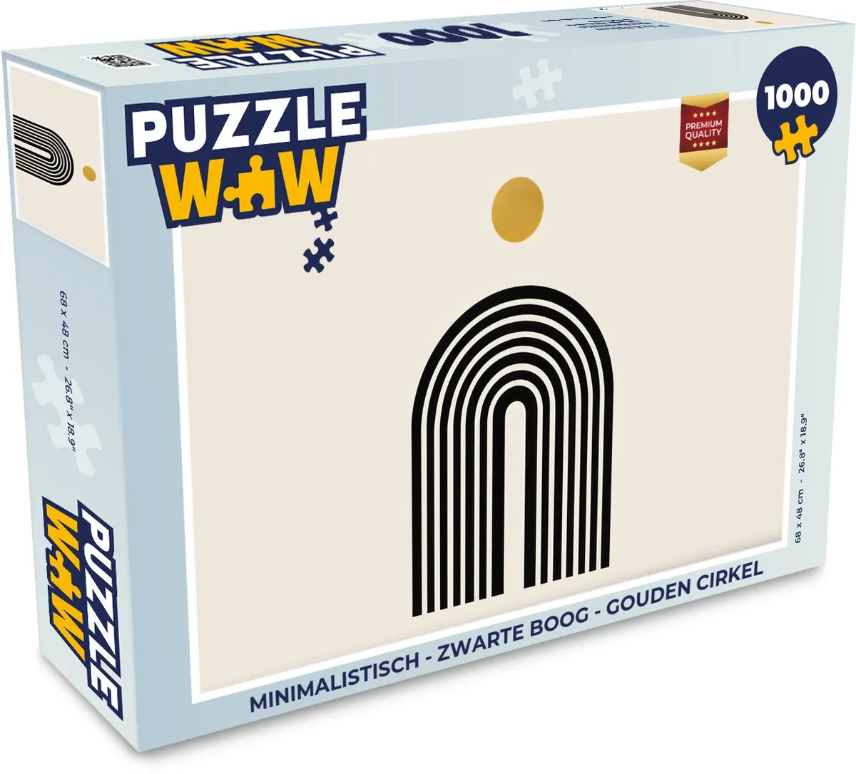 PuzzleWow Minimalistisch Legpuzzel 1000 Stuks - Boog & Gouden Cirkel