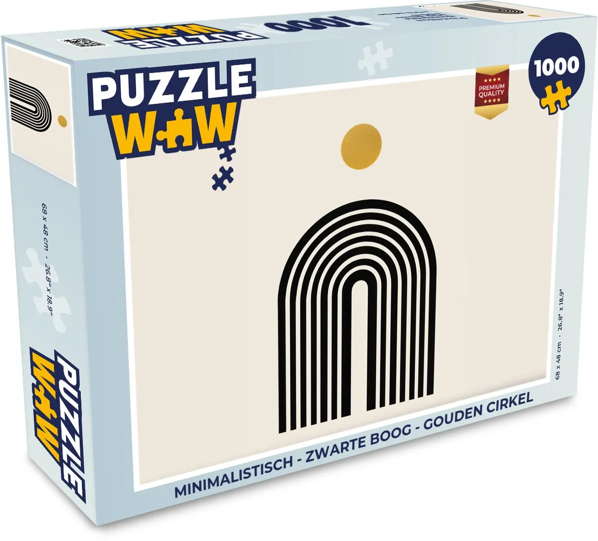 PuzzleWow Minimalistisch Legpuzzel 1000 Stuks - Boog & Gouden Cirkel